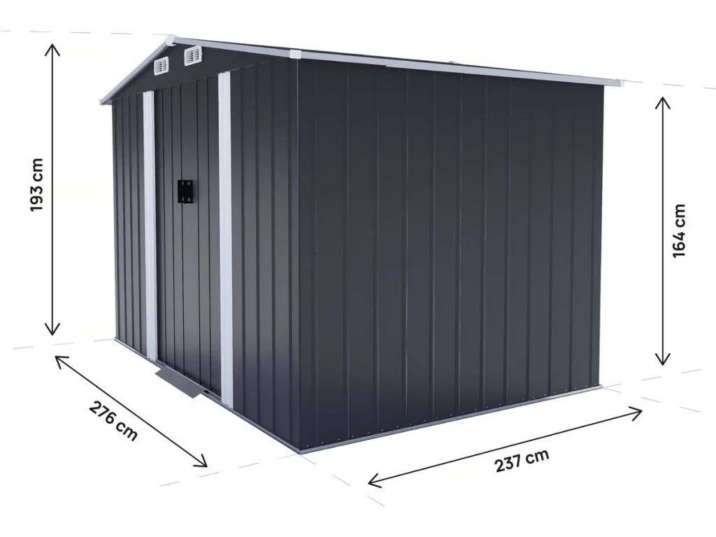 Casetta da giardino in metallo "Boston" con porta scorrevole - 6,54 m² - Grigio - Image 3