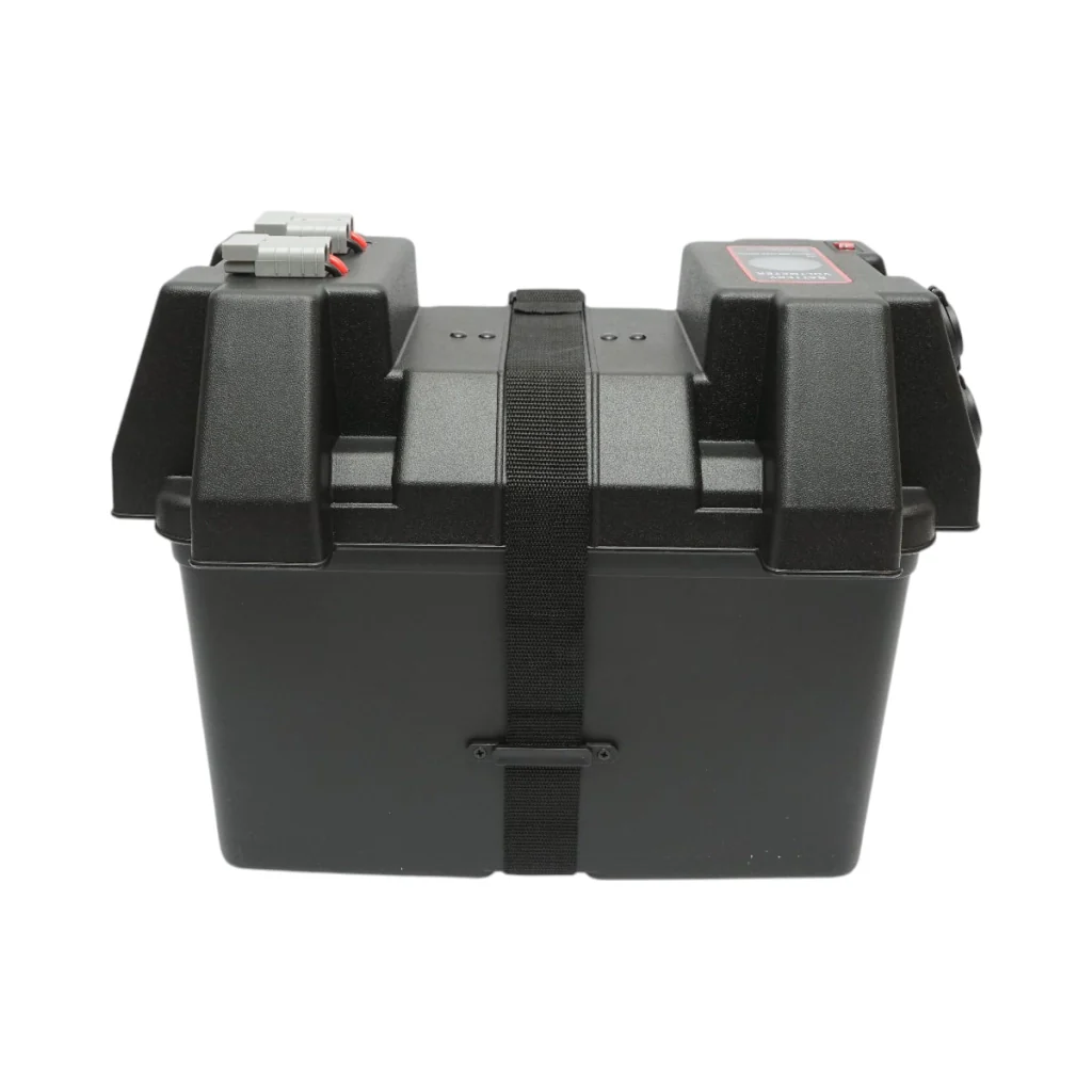Cassetta per batteria auto 12V con voltmetro DC 6–36V, interruttore di circuito 16A, fusibile da 30A, 2 prese accendisigari, display LCD, 2 porte USB, 340 × 195 × 200 mm. - Image 6
