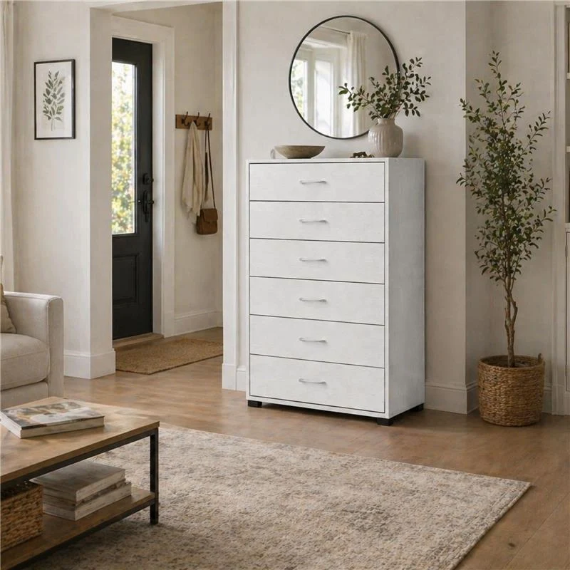 CASSETTIERA 6 CASSETTI IN LEGNO BIANCO CON PIANO D'APPOGGIO DIMENSIONI 68X40X120H CM - Image 3
