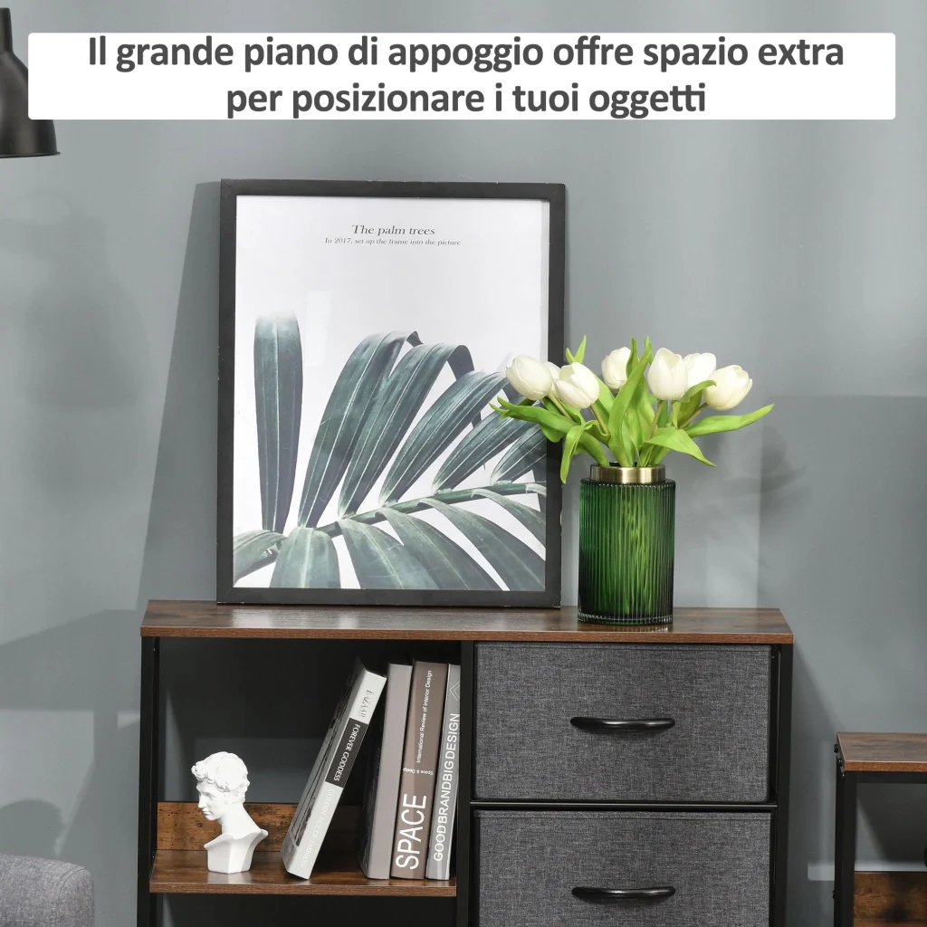 Cassettiera Multiuso con 3 Cassetti in Tessuto 80x29x71 cm Marrone - Image 6