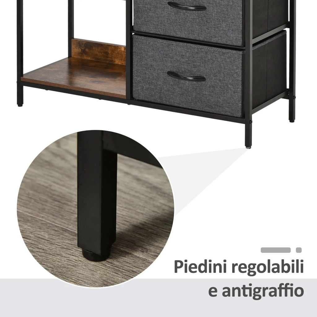 Cassettiera Multiuso con 3 Cassetti in Tessuto 80x29x71 cm Marrone - Image 7