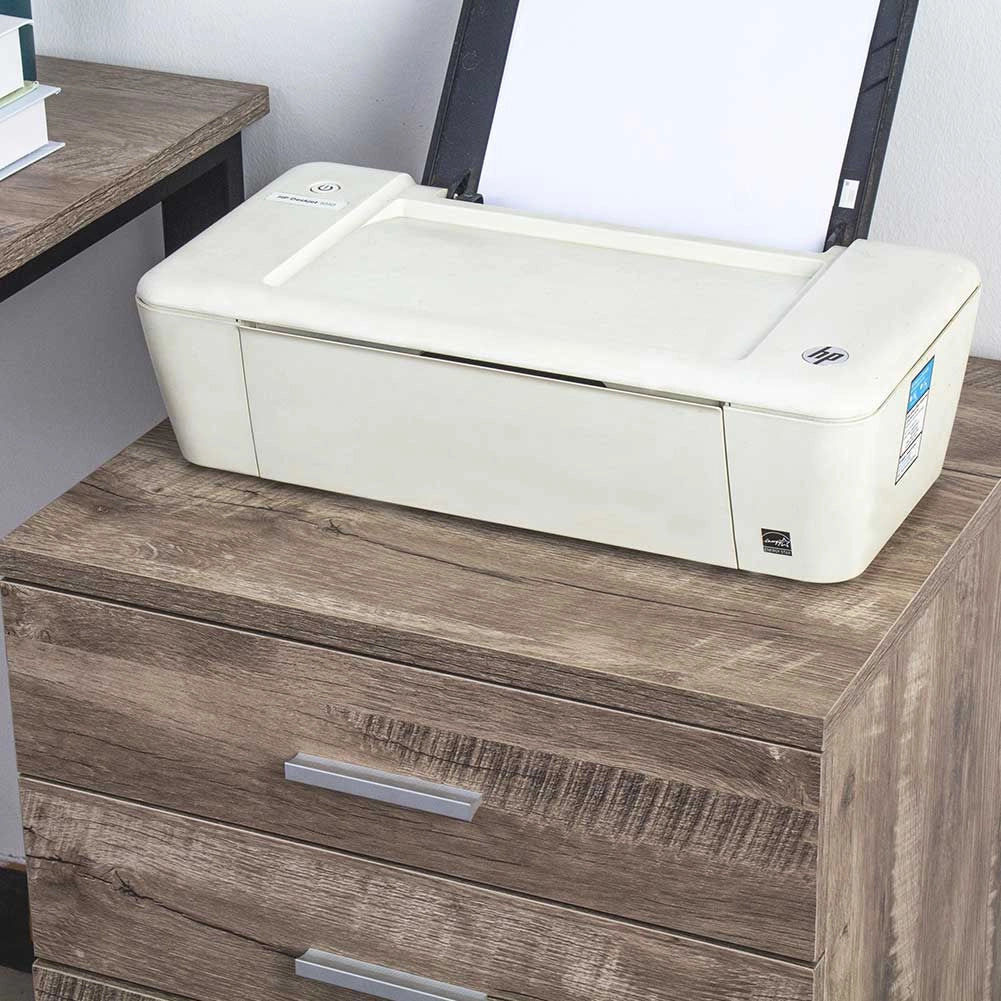 Cassettiera Scrivania Ufficio Legno MDF Mobiletto Stampante 3 Cassetti Tortora - Image 9