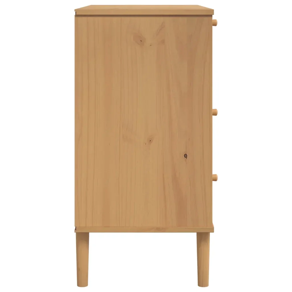 Cassettiera SENJA Aspetto Rattan Marrone 80x40x80 cm Legno Pino 358022 - Image 7