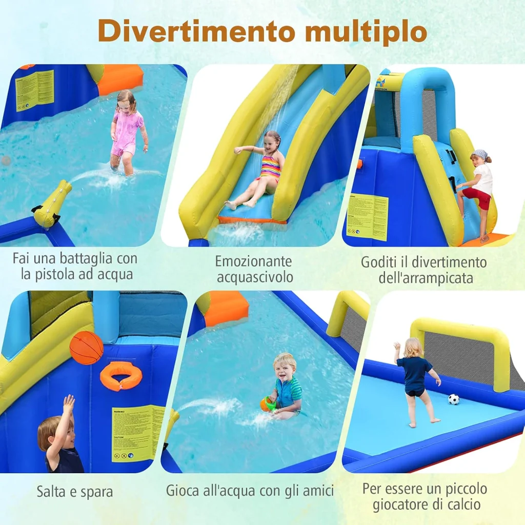 Castello Gonfiabile per Bambini, con Scivoli, Muro da Arrampicata e Piscina, per 3 Bambini 3-10 Anni, con Borsa di Trasporto e Kit Riparazione (con soffiatore) - Image 3