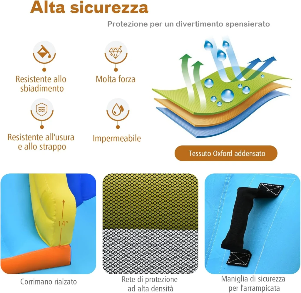 Castello Gonfiabile per Bambini, con Scivoli, Muro da Arrampicata e Piscina, per 3 Bambini 3-10 Anni, con Borsa di Trasporto e Kit Riparazione (con soffiatore) - Image 4