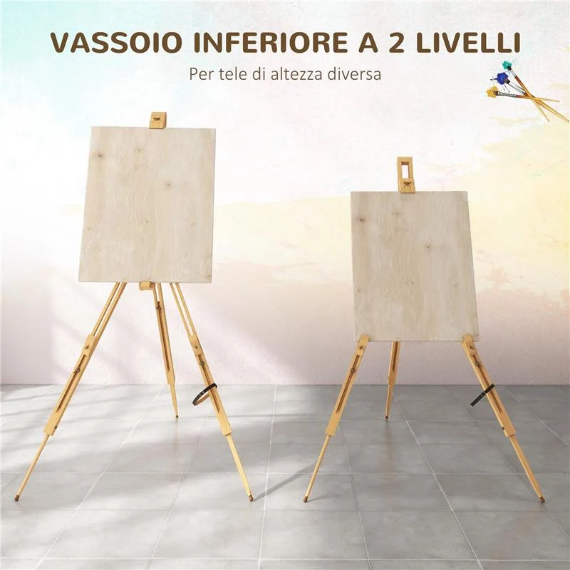 CAVALLETTO PER PITTURA SALVASPAZIO IN LEGNO DI FAGGIO CON ALTEZZA E ANGOLAZIONE REGOLABILE, 93X84X183 CM - Image 5