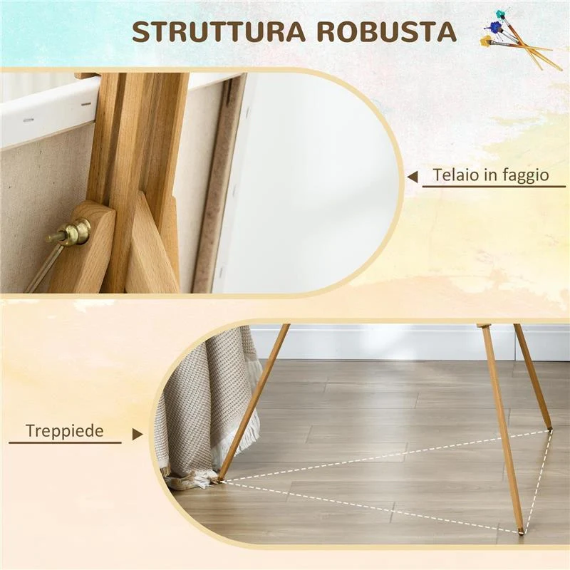CAVALLETTO PER PITTURA SALVASPAZIO IN LEGNO DI FAGGIO CON ALTEZZA E ANGOLAZIONE REGOLABILE, 93X84X183 CM - Image 6