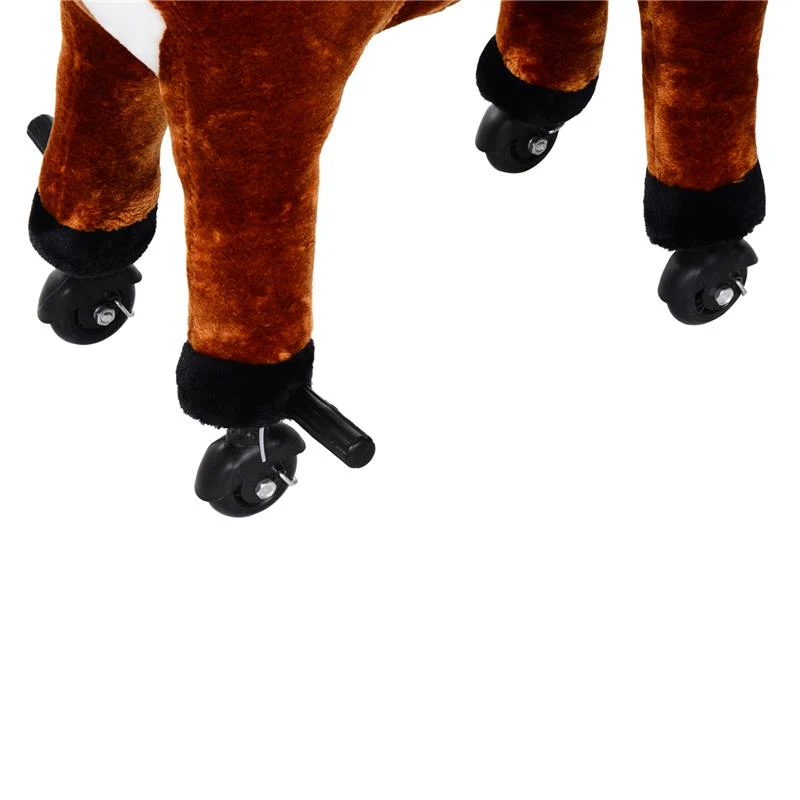 CAVALLO CAVALCABILE PER BAMBINI IN PELUCHE CON SUONI E RUOTE MARRONE - Image 7