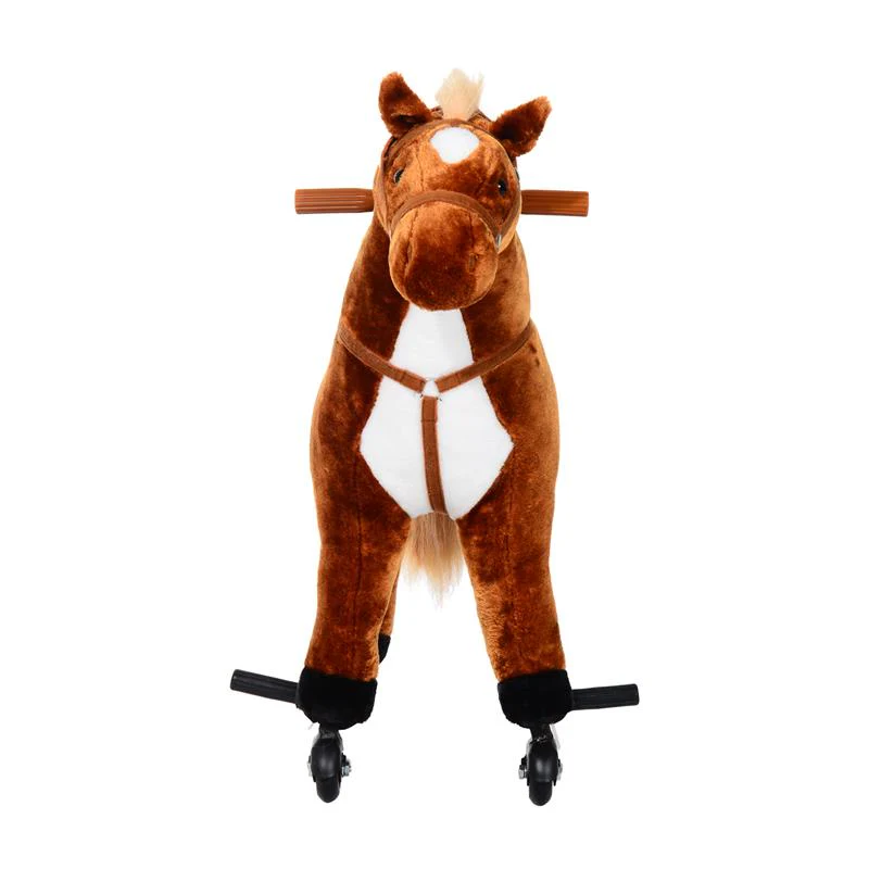 CAVALLO CAVALCABILE PER BAMBINI IN PELUCHE CON SUONI E RUOTE MARRONE - Image 8