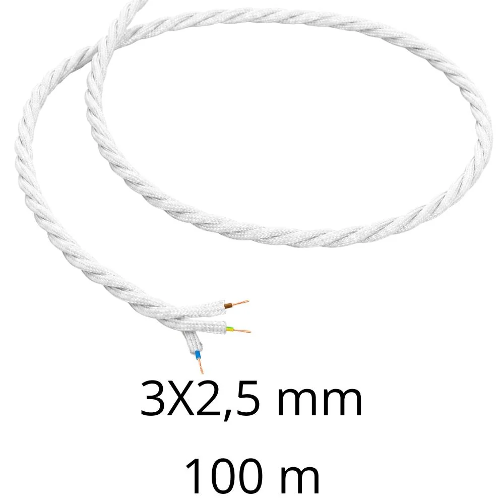 Cavo elettrico intrecciato bianco per impianti a vista *** lunghezza metri 100, sezione conduttore 3x2,5mmq, confezio... - Image 3