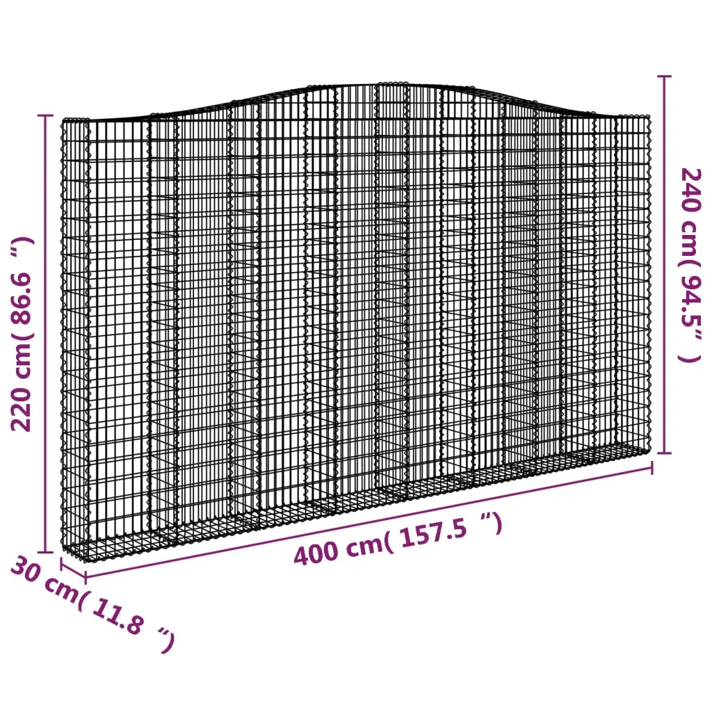 Cesti Gabbioni ad Arco 5 pz 400x30x220/240 cm Ferro Zincato 3145907 - Image 6