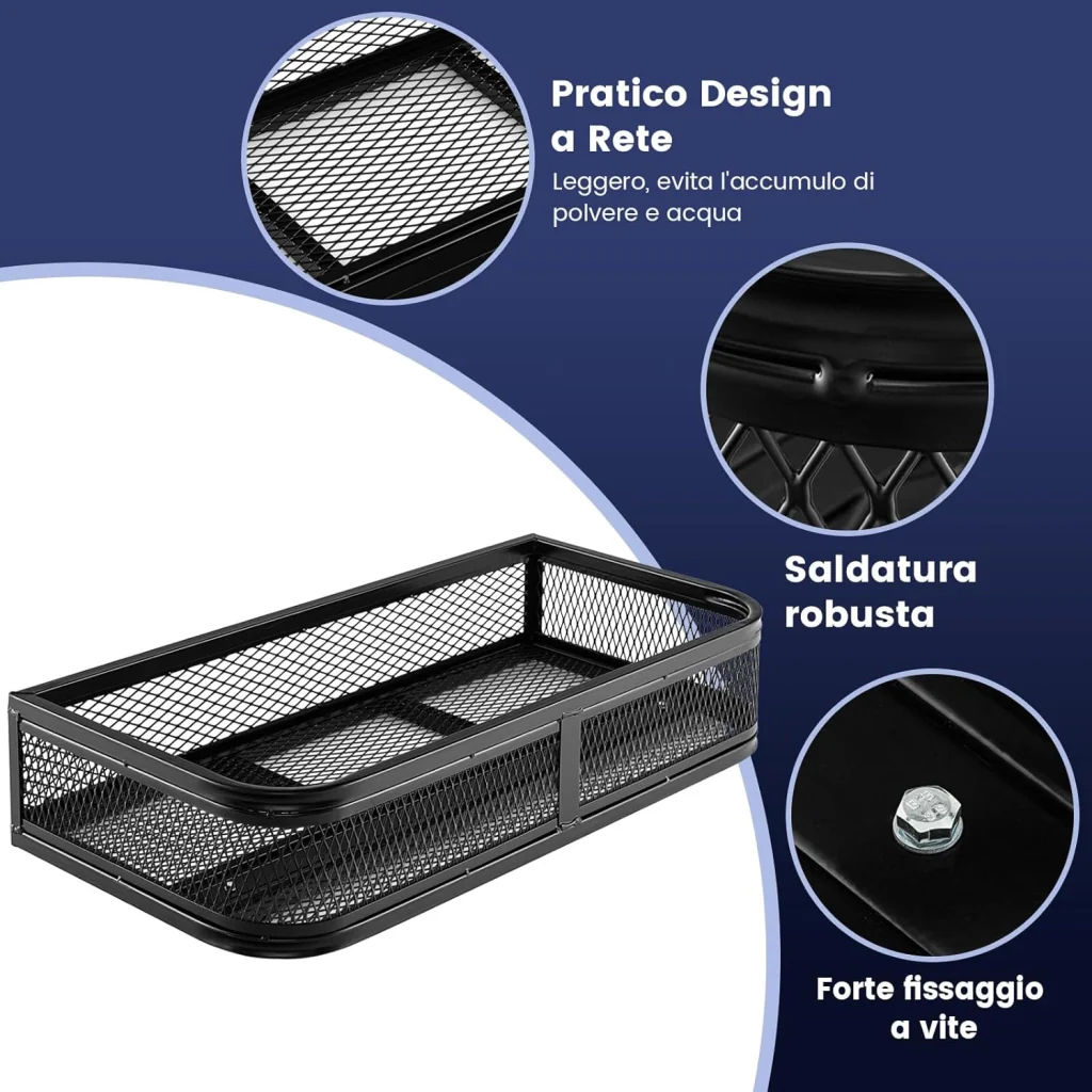 Cestino Portaoggetti Anteriore per ATV, Cestino Portapacchi Anteriore Resistente con Telaio in Metallo a Maglie, Cestino Portaoggetti per Accessori per ATV/UTV, 92 x 44 x 16,5 cm - Image 3