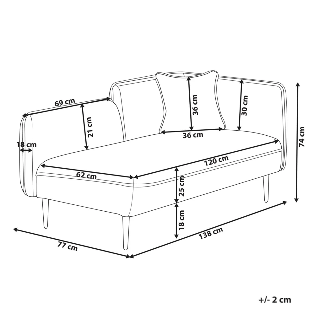 Chaise longue destra in poliestere marrone con cuscino e gambe metallo stile moderno - Image 5