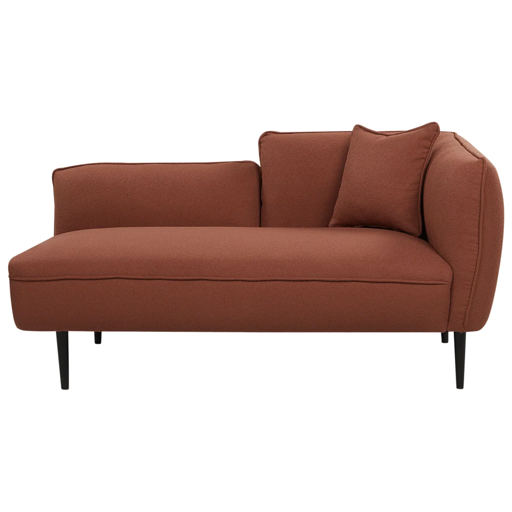 Chaise longue Destra in poliestere rosso con cuscino e gambe metallo da salotto - Image 2
