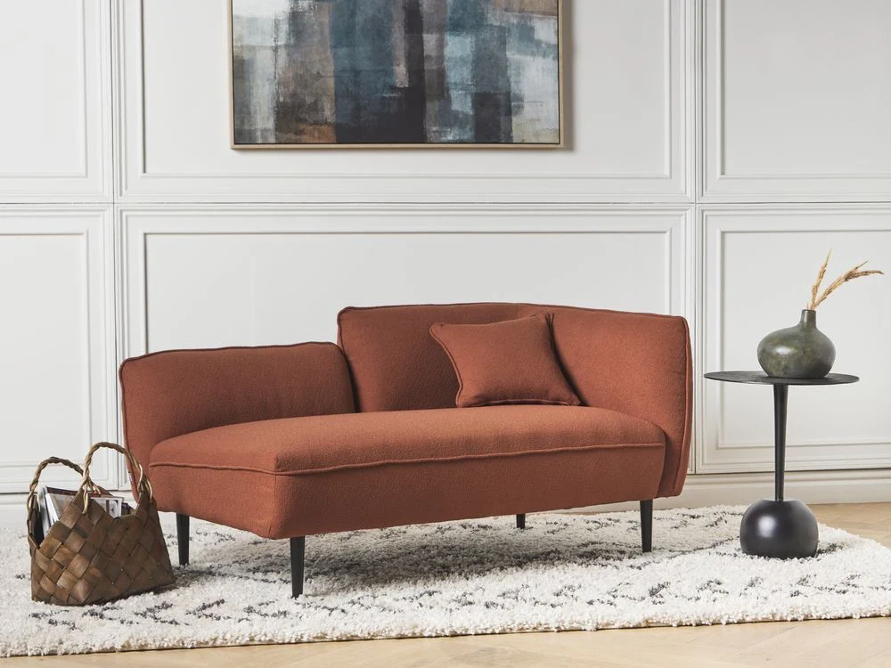 Chaise longue Destra in poliestere rosso con cuscino e gambe metallo da salotto - Image 4