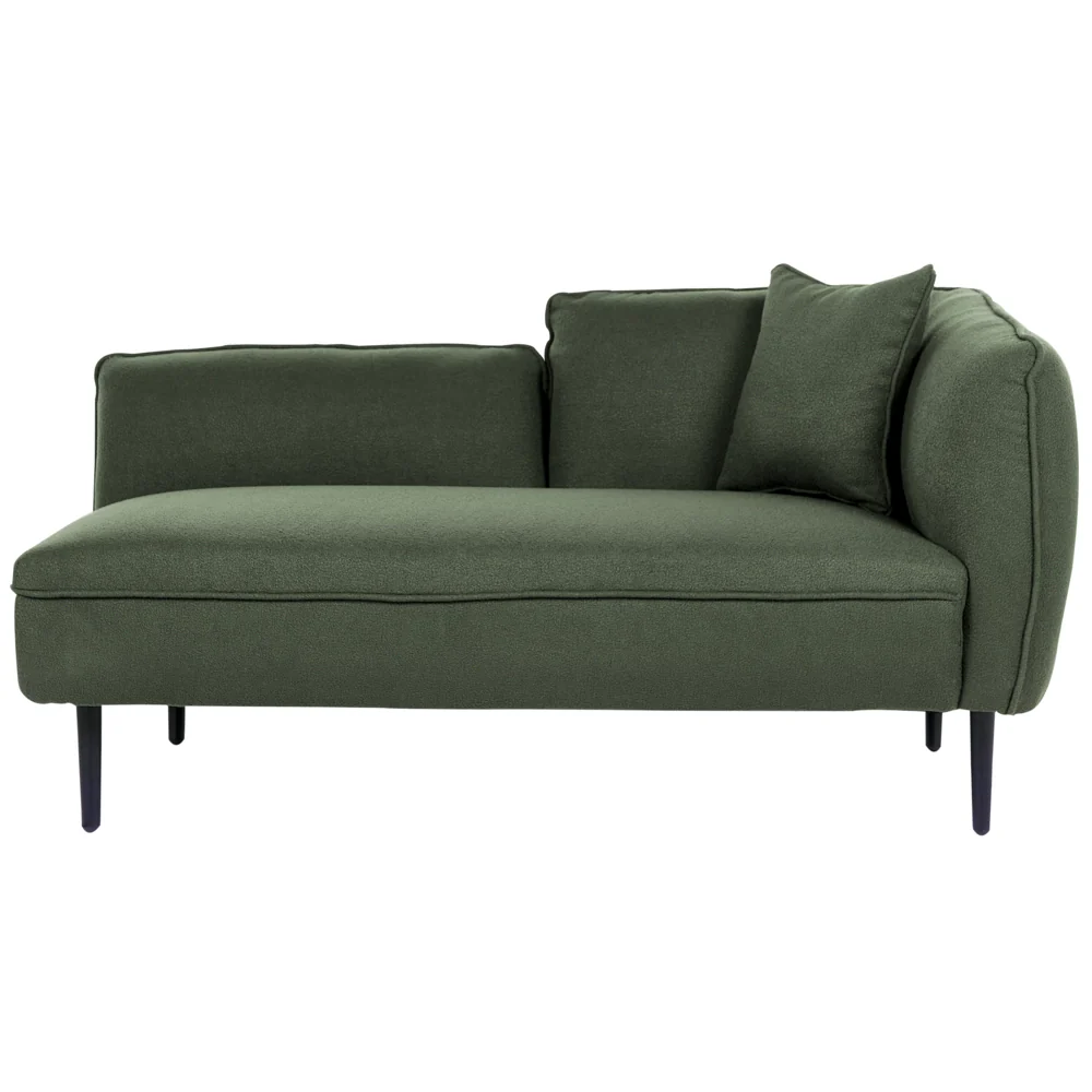 Chaise longue Destra in poliestere verde scuro con cuscino e gambe metallo da salotto - Image 2