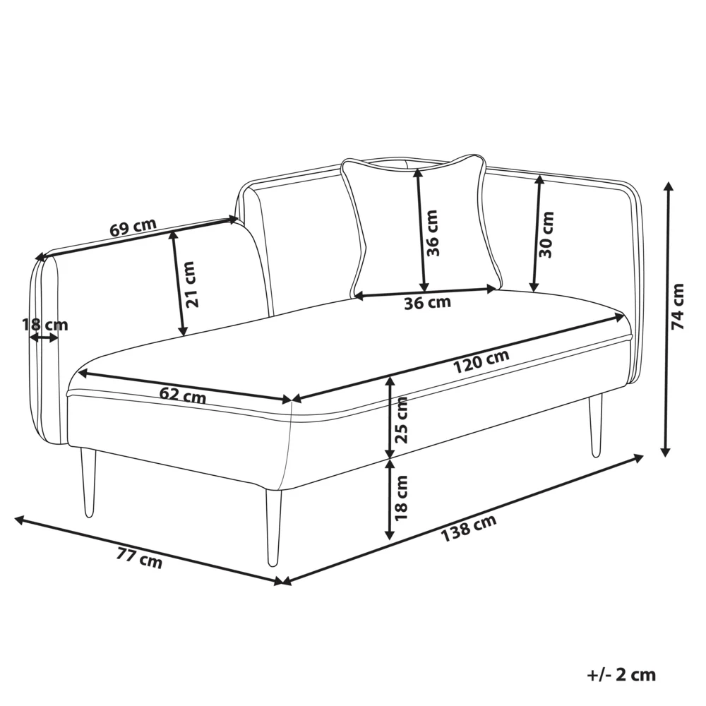 Chaise longue Destra in poliestere verde scuro con cuscino e gambe metallo da salotto - Image 4