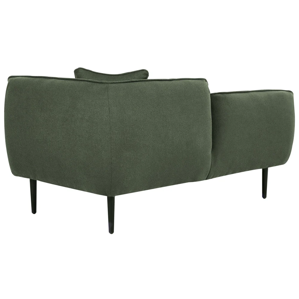 Chaise longue Destra in poliestere verde scuro con cuscino e gambe metallo da salotto - Image 5