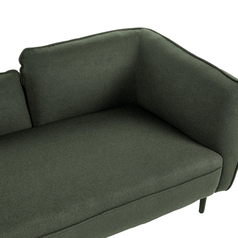 Chaise longue Destra in poliestere verde scuro con cuscino e gambe metallo da salotto - Image 6
