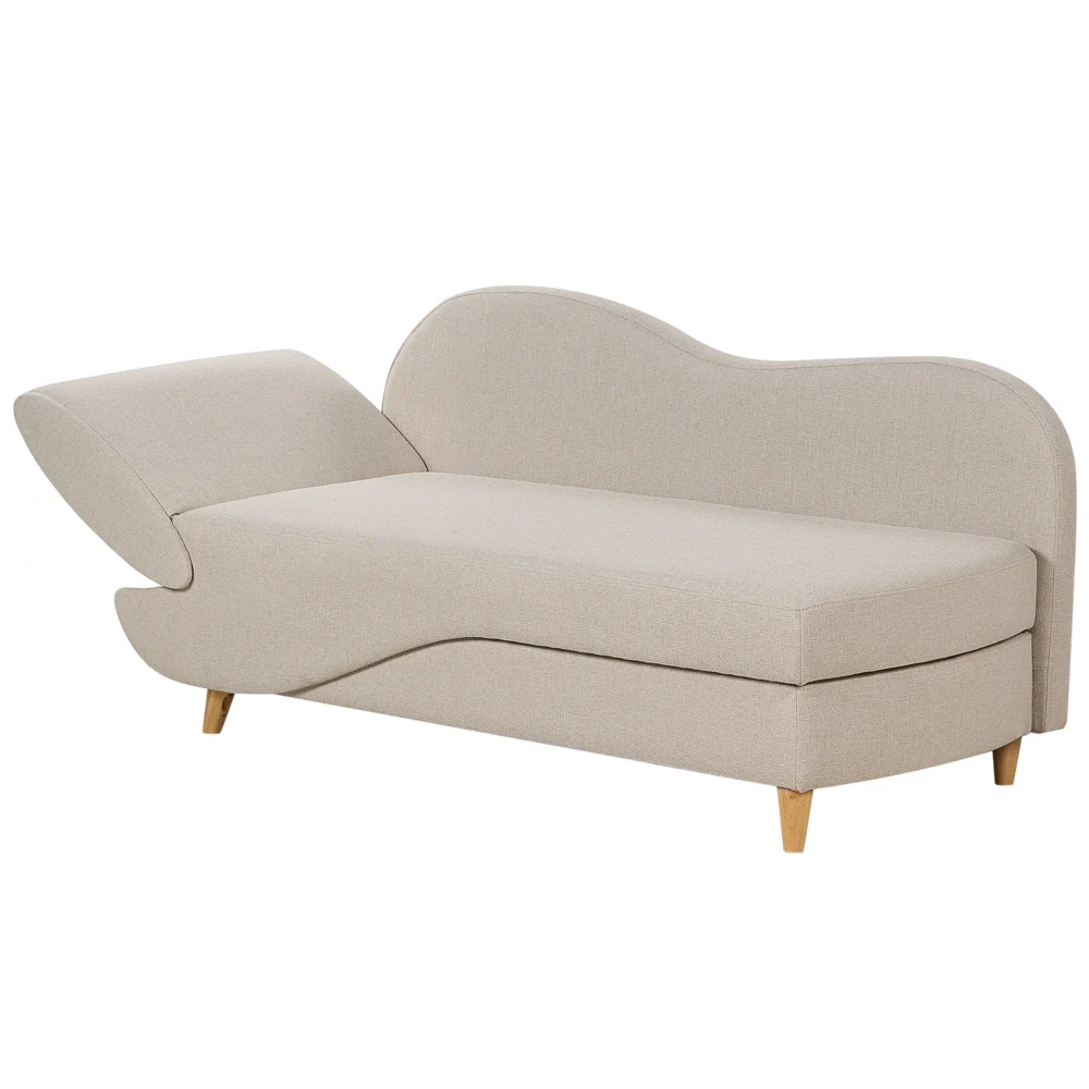 Chaise Longue in tessuto beige lato sinistro con contenitore soggiorno design moderno - Image 4