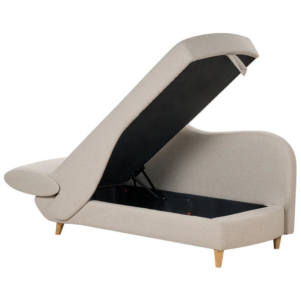 Chaise Longue in tessuto beige lato sinistro con contenitore soggiorno design moderno - Image 5