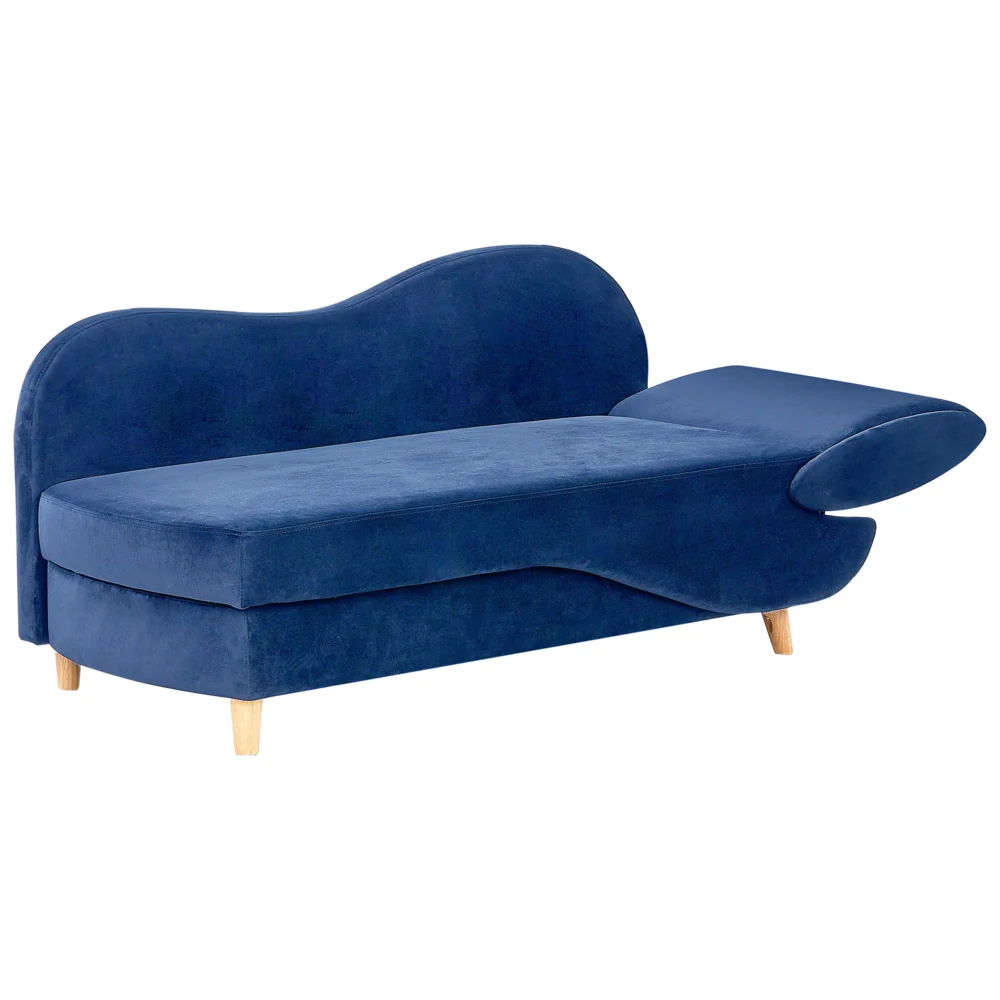 Chaise Longue in velluto blu lato destro con contenitore stile moderno soggiorno - Image 5