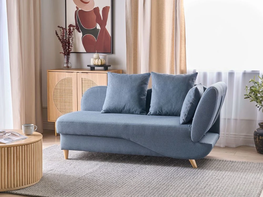 Chaise Longue in tessuto blu lato destro con contenitore stile moderno soggiorno design contemporaneo - Image 2