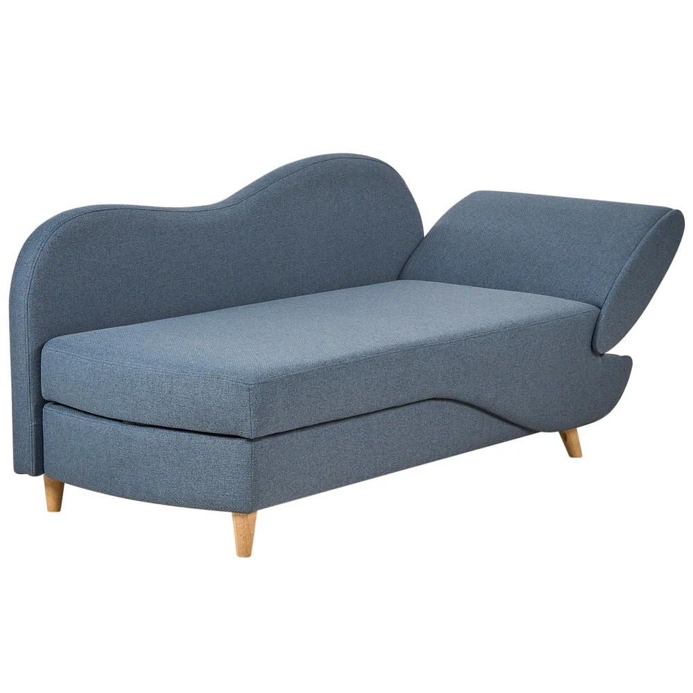 Chaise Longue in tessuto blu lato destro con contenitore stile moderno soggiorno design contemporaneo - Image 4
