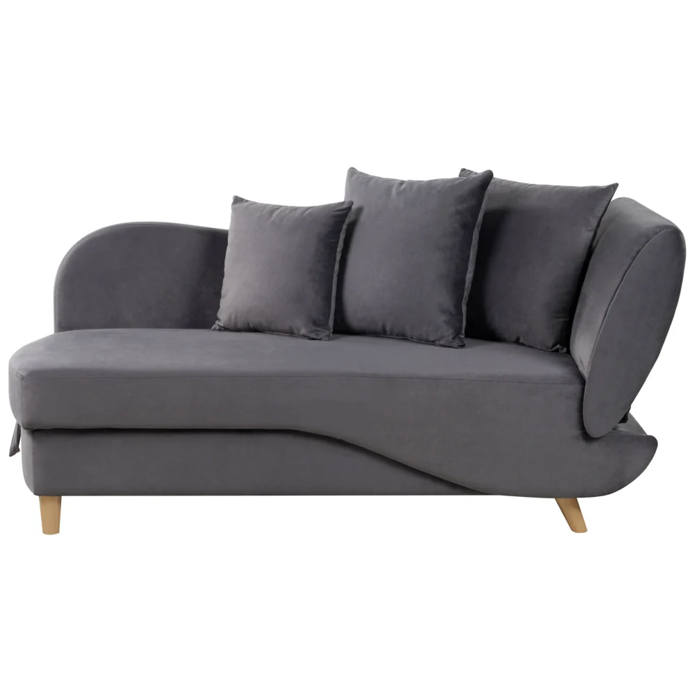 Chaise Longue in velluto grigio scuro lato destro con contenitore stile moderno soggiorno