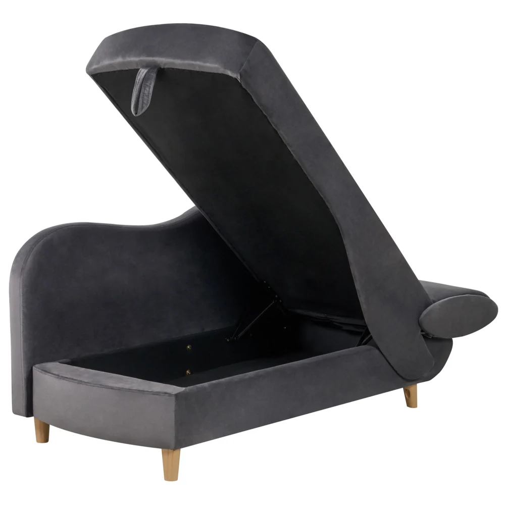 Chaise Longue in velluto grigio scuro lato destro con contenitore stile moderno soggiorno - Image 5
