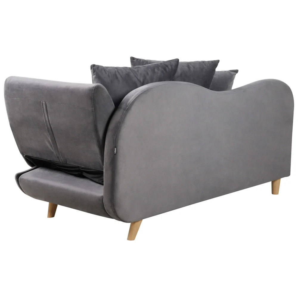 Chaise Longue in velluto grigio scuro lato destro con contenitore stile moderno soggiorno - Image 6
