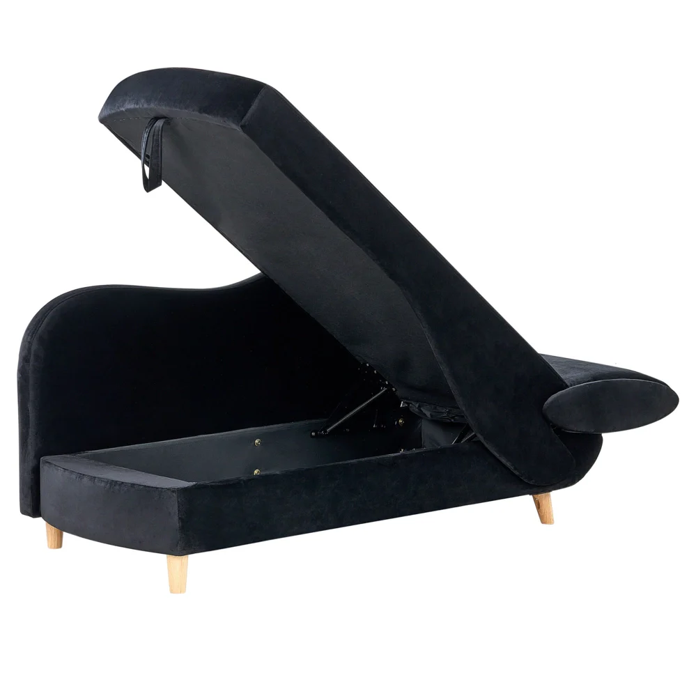Chaise Longue in velluto nero lato destro con contenitore stile moderno soggiorno - Image 5
