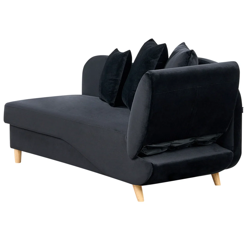 Chaise Longue in velluto nero lato destro con contenitore stile moderno soggiorno - Image 7