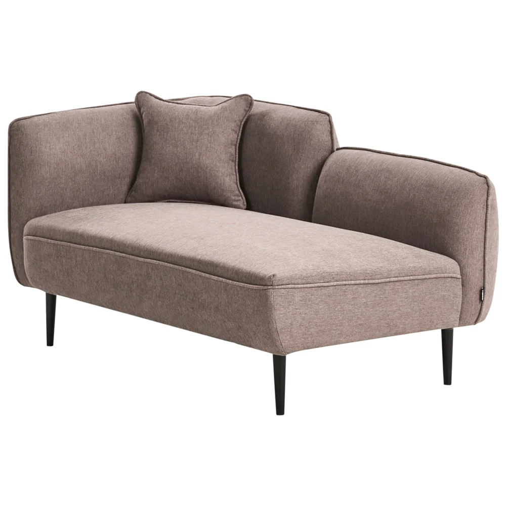 Chaise longue sinistra in poliestere bianco sporco con cuscino e gambe metallo stile moderno - Image 2