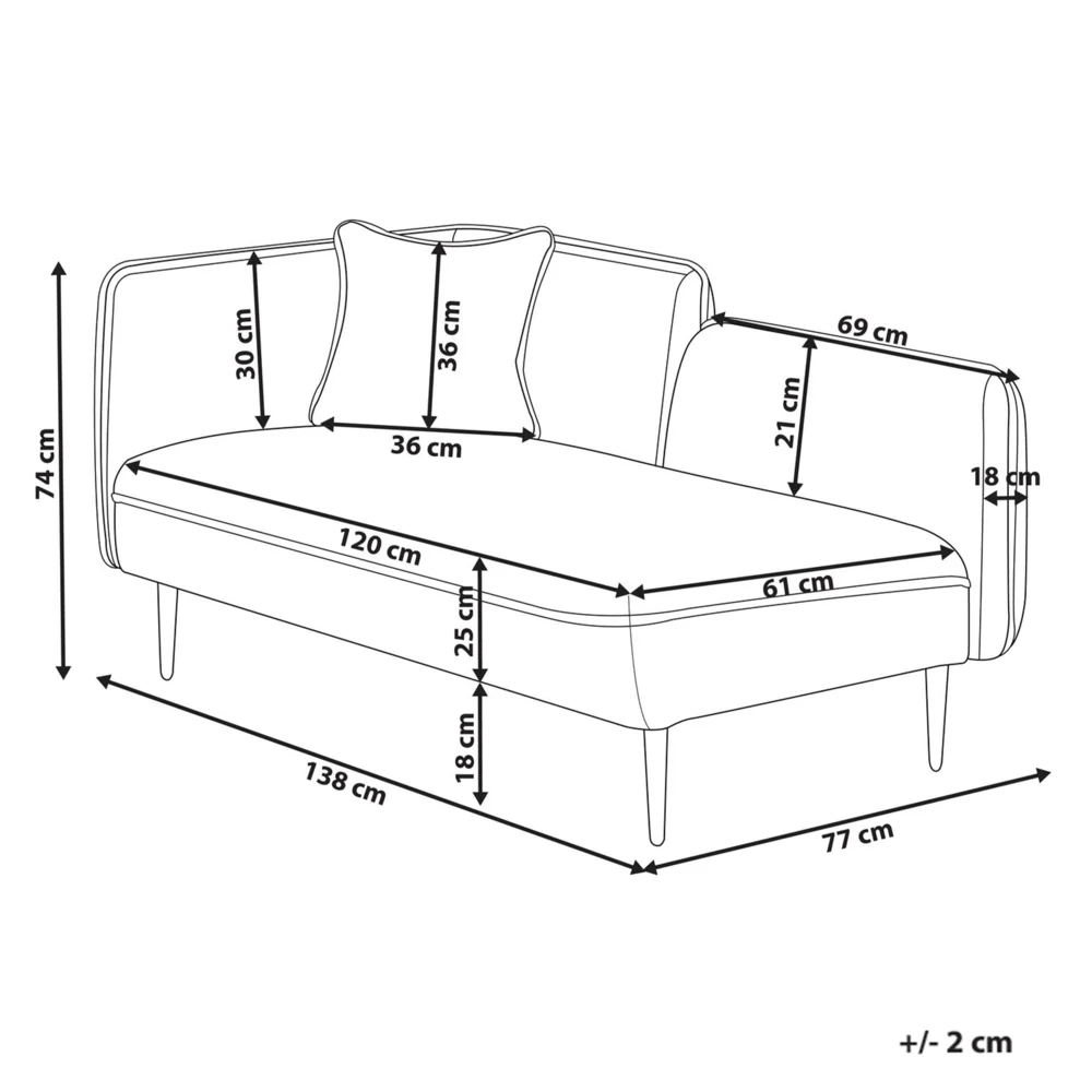 Chaise longue sinistra in poliestere bianco sporco con cuscino e gambe metallo stile moderno - Image 5
