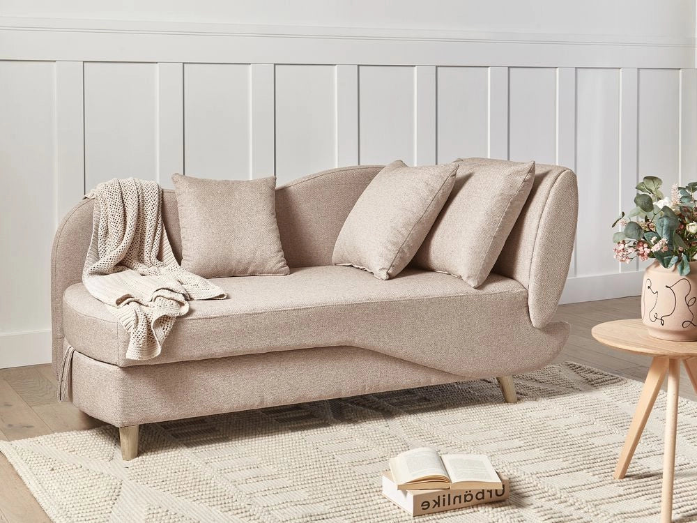 Chaise longue a destra in tessuto marrone chiaro con contenitore per il soggiorno moderno - Image 2