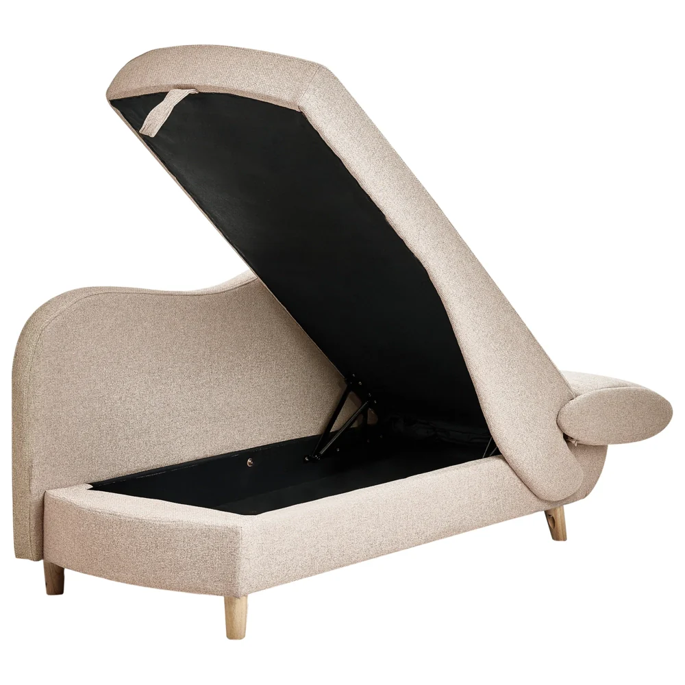 Chaise longue a destra in tessuto marrone chiaro con contenitore per il soggiorno moderno - Image 6