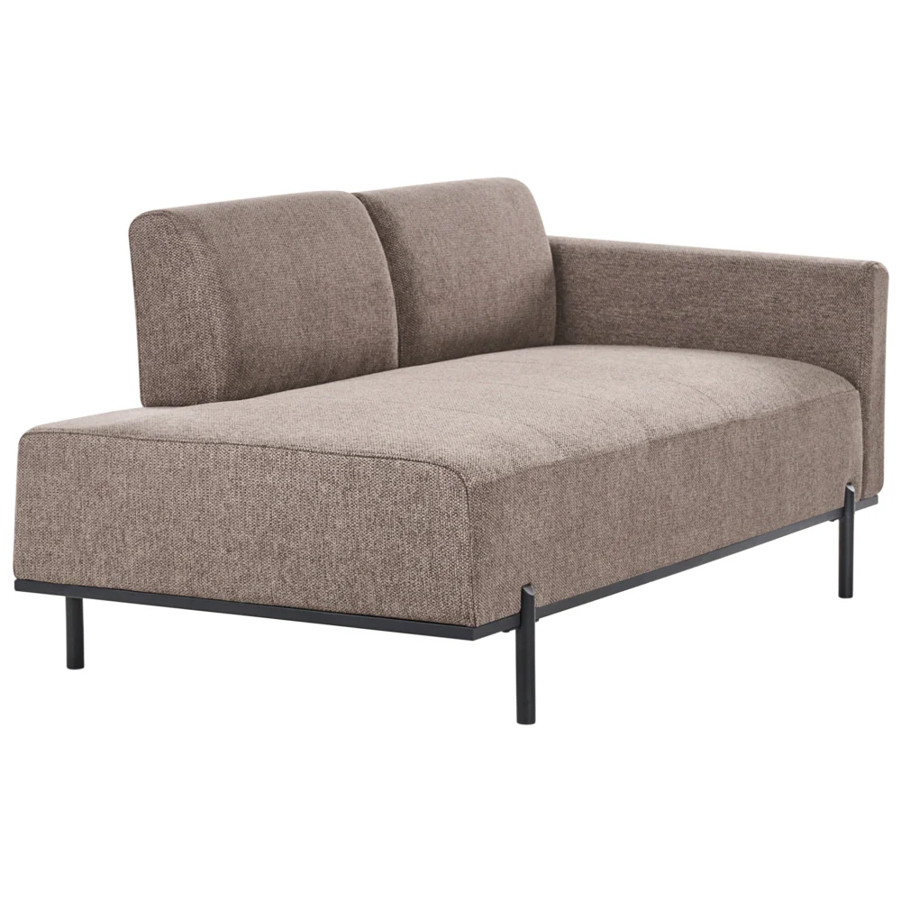 Chaise Lounge a destra marrone in finto lino Stile minimalista Gambe in metallo Chaise da salotto - Image 2