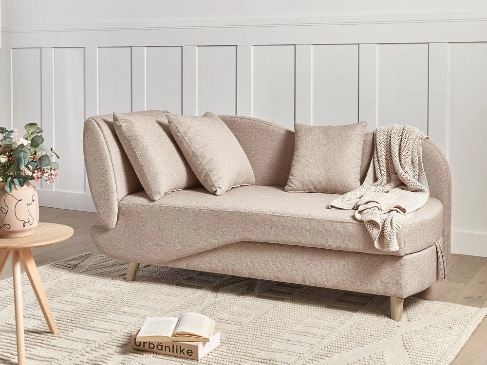 Chaise longue a sinistra in tessuto marrone chiaro con contenitore per il soggiorno moderno - Image 2