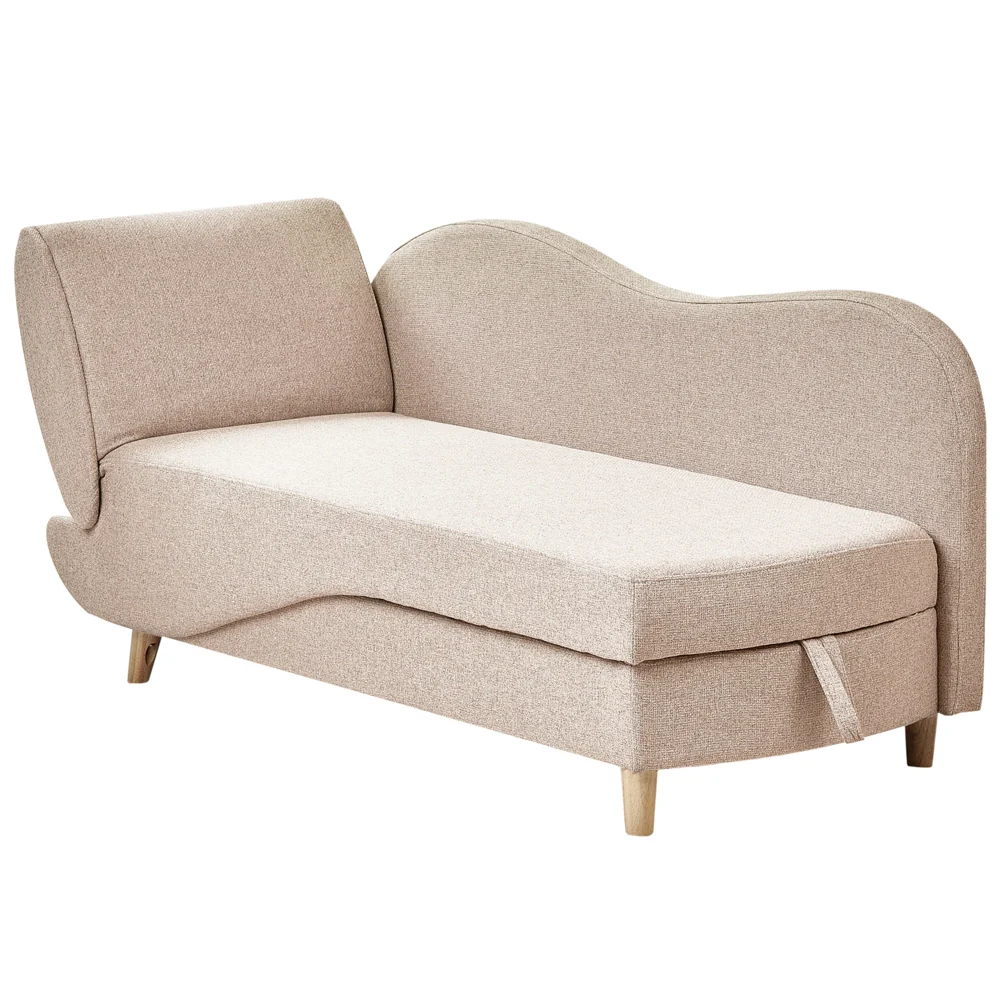 Chaise longue a sinistra in tessuto marrone chiaro con contenitore per il soggiorno moderno - Image 4