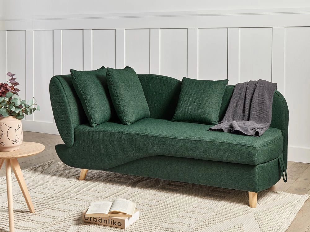 Chaise longue a sinistra in tessuto verde con contenitore per il soggiorno moderno - Image 2