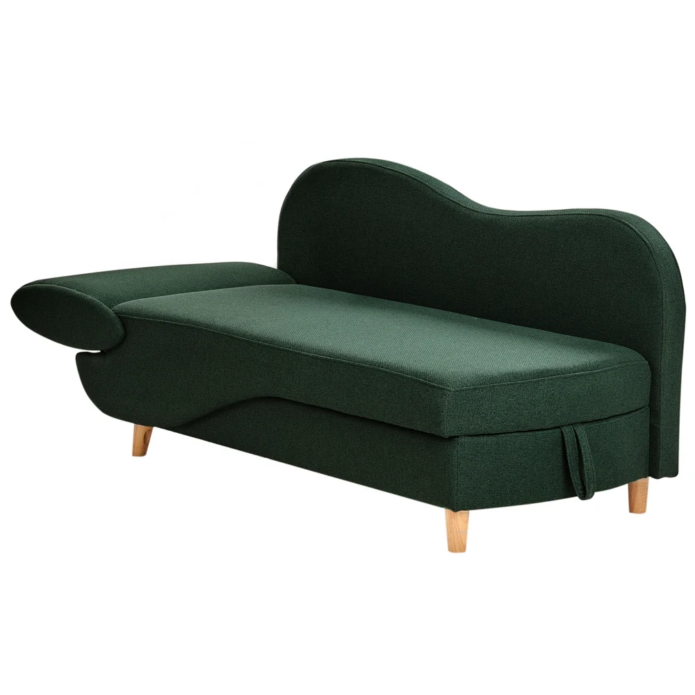 Chaise longue a sinistra in tessuto verde con contenitore per il soggiorno moderno - Image 5
