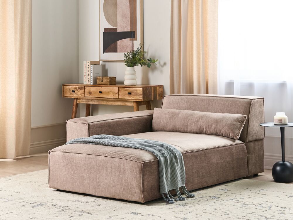 Chaise Lounge destra Tappezzeria in tessuto marrone Gambe sintetiche Mano destra Soggiorno moderno - Image 3