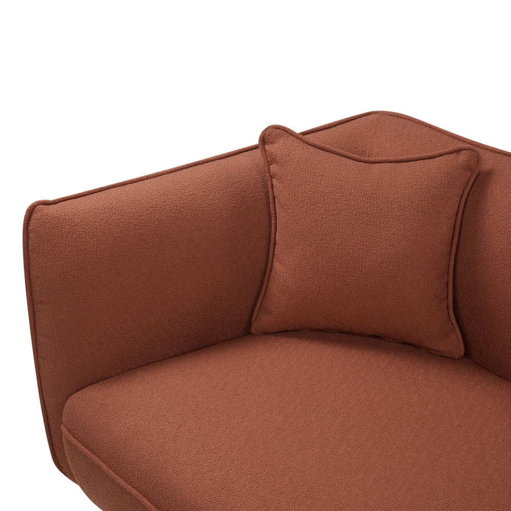 Chaise longue in tessuto bouclé rosso scuro Gambe in metallo a sinistra con cuscino Design moderno - Image 7