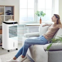 Climatizzatore Raffrescante d'Aria Mobile, Ventilatore Ionizzatore 4 in 1 con Telecomando, Portatile, Silenzioso, Oscillante 60W, Capacità Massima Serbatoio 10L, Ideale Stanze 20 m² Massimo, Bianco e Nero - Image 2