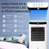 Climatizzatore Raffrescante d'Aria Mobile, Ventilatore Ionizzatore 4 in 1 con Telecomando, Portatile, Silenzioso, Oscillante 60W, Capacità Massima Serbatoio 10L, Ideale Stanze 20 m² Massimo, Bianco e Nero - Image 4
