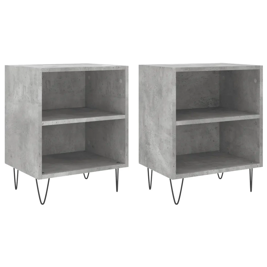 Comodini 2 pz Grigio Cemento 40x30x50 cm in Legno Multistrato 826789 - Image 2