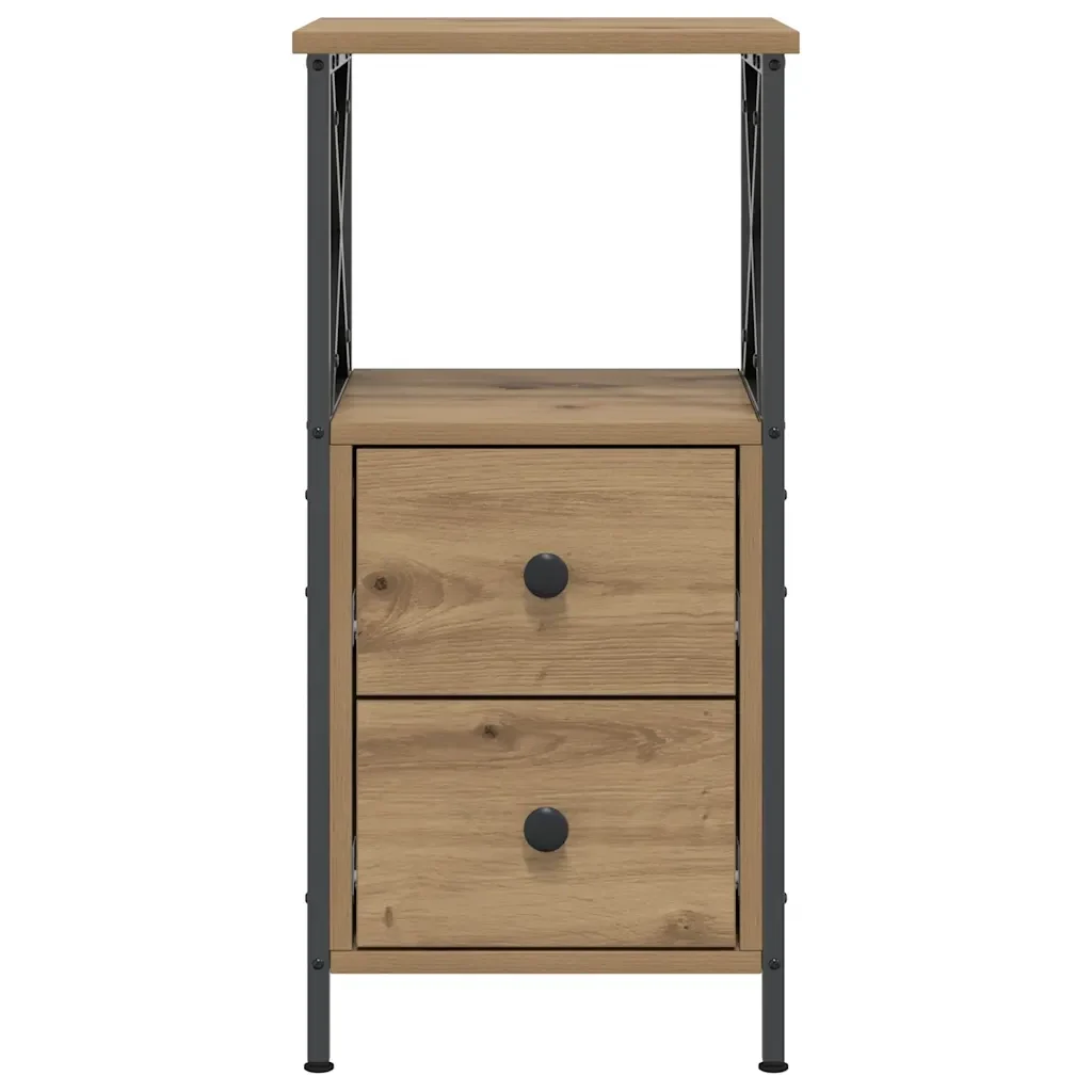 Comodini 2pz Rovere Artigianale 34x35,5x70 cm Legno Multistrato 857253 - Image 4
