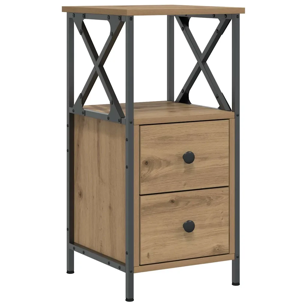 Comodini 2pz Rovere Artigianale 34x35,5x70 cm Legno Multistrato 857253 - Image 5