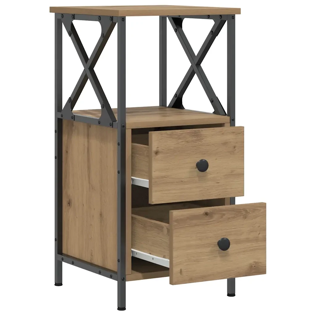 Comodini 2pz Rovere Artigianale 34x35,5x70 cm Legno Multistrato 857253 - Image 9